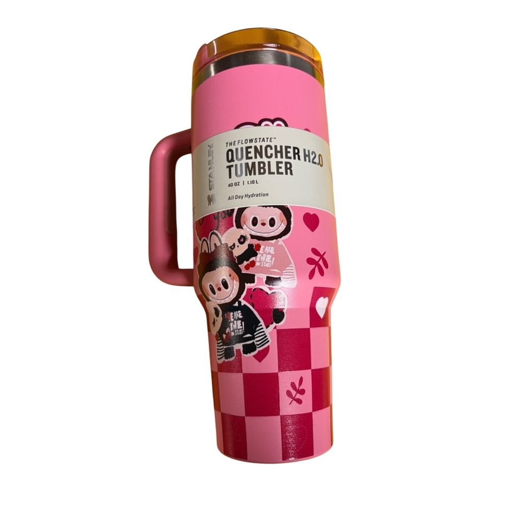 Stanley Pink Quencher Tumbler with Labubu Hearts The Monsters